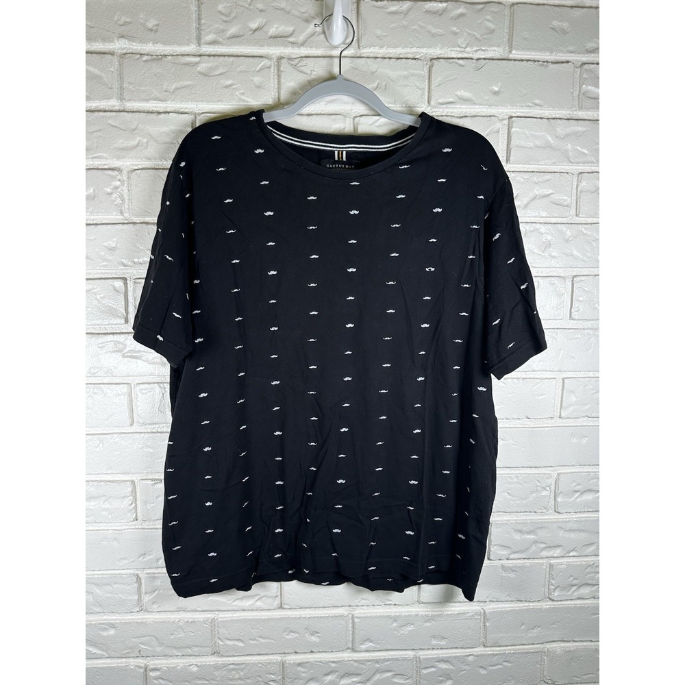 Cactus Man XL‎ Black Mustache Print T-Shirt Tumblr Hipster Indie Graphic Tee